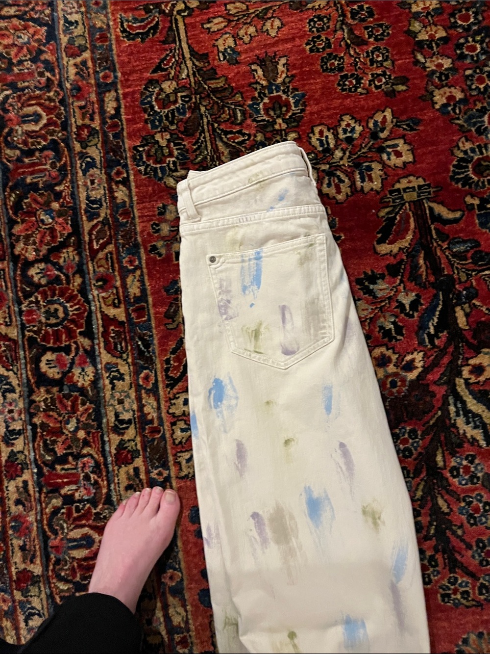Pilcro White Relaxed Jeans with Pastel Paint-Splash Details - Picture 3 of 4